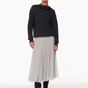 Gray Linen Midi Skirt